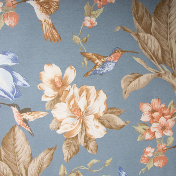 Тканина декоративна Колібрі бавовна з водовідштовхувальним просоченням, для скатертин, штор, декору V-65 джинс, фото 2