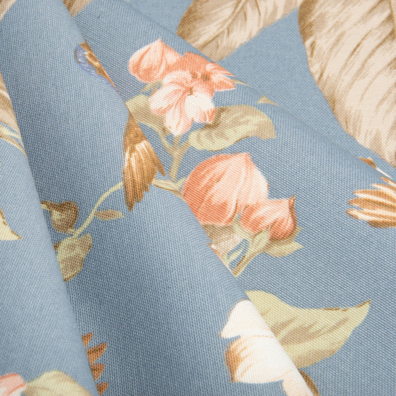 Тканина декоративна Колібрі бавовна з водовідштовхувальним просоченням, для скатертин, штор, декору V-65 джинс, фото 4