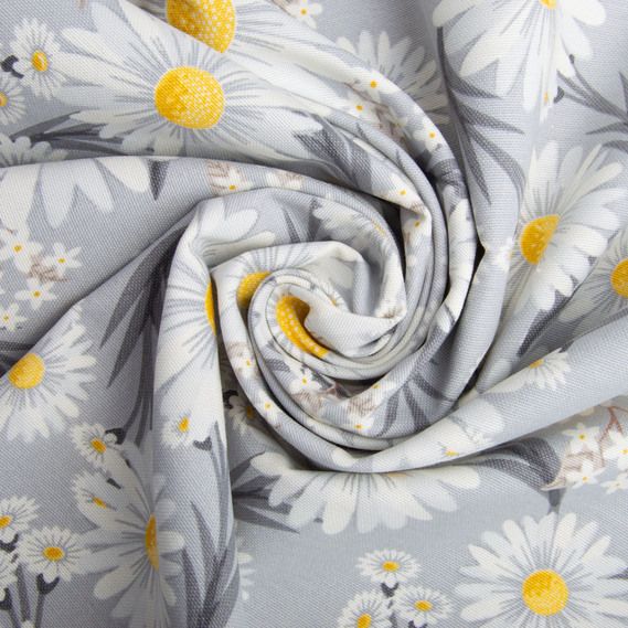 Decorative fabric Premier Chamomiles with water-repellent impregnation V-002 сіра, фото 1 Decorative fabric Premier Chamomiles with water-repellent impregnation V-002 сіра, фото 1