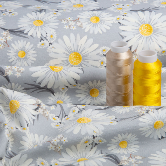 Decorative fabric Premier Chamomiles with water-repellent impregnation V-002 сіра, фото 4 Decorative fabric Premier Chamomiles with water-repellent impregnation V-002 сіра, фото 4