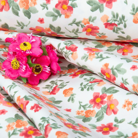 Тканина декоративна бавовна з водовідштовхувальним просоченням, для скатертин, штор, декору V-12 Квітка червона, фото 3