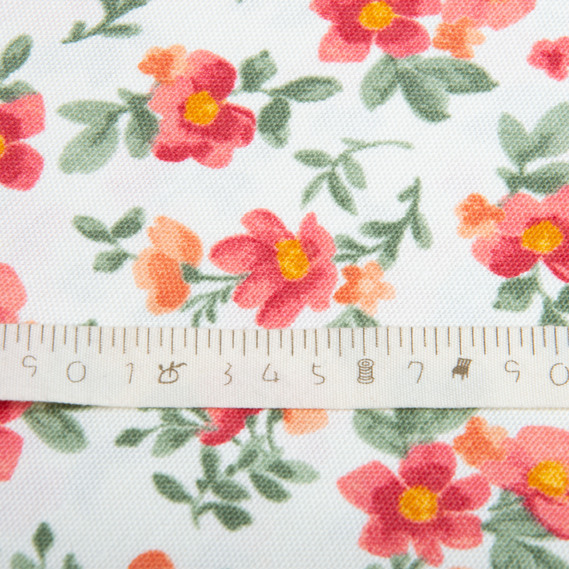 Тканина декоративна бавовна з водовідштовхувальним просоченням, для скатертин, штор, декору V-12 Квітка червона, фото 4