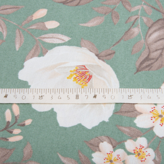 Тканина декоративна бавовна з водовідштовхувальним просоченням для скатертин, штор, декору V-09 Лілія зелена, фото 5