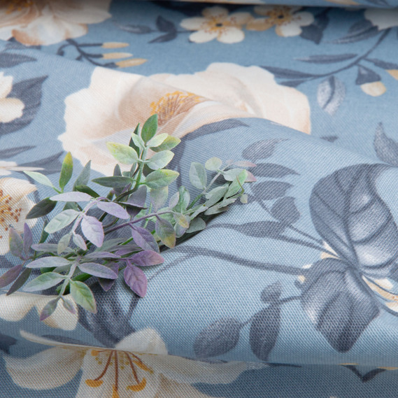 Ткань декоративная хлопок с водоотталкивающей пропиткой для скатертей, штор, декора V-08 Лілія денім, фото 4 Ткань декоративная хлопок с водоотталкивающей пропиткой для скатертей, штор, декора V-08 Лілія денім, фото 4