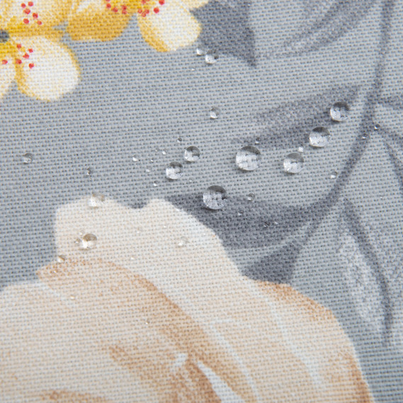 Тканина декоративна бавовна з водовідштовхувальним просоченням для скатертин, штор, декору V-10 Лілія на сірому, фото 3