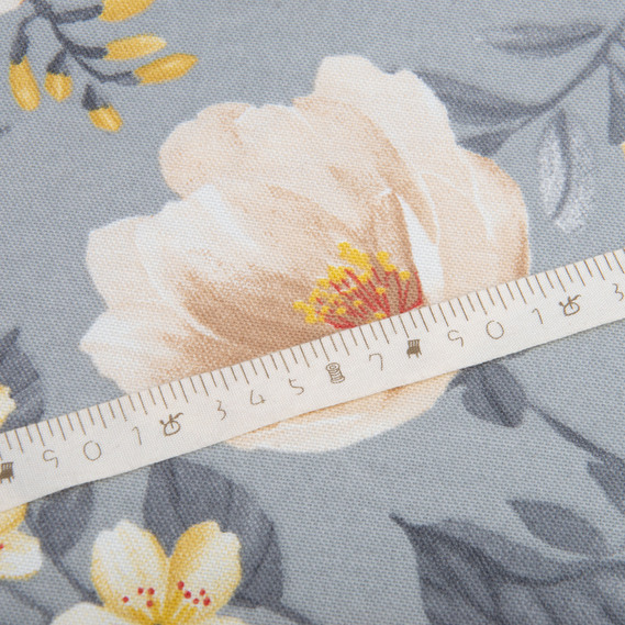 Тканина декоративна бавовна з водовідштовхувальним просоченням для скатертин, штор, декору V-10 Лілія на сірому, фото 6