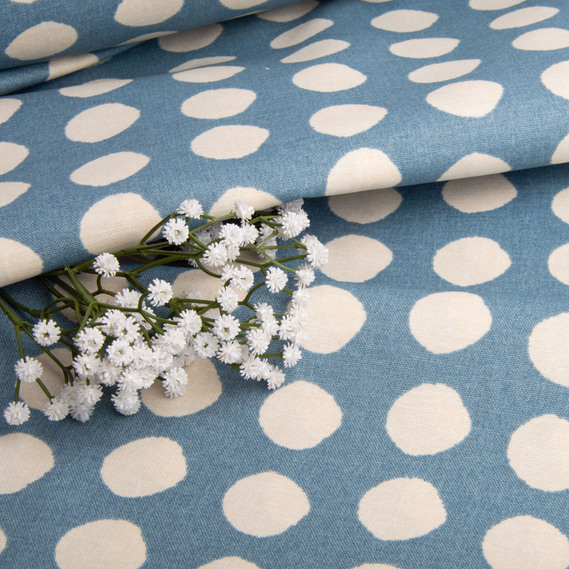 Ткань декоративная хлопок Премьер с водоотталкивающей пропиткой для скатертей, штор, декора V-04 Горошок блакитний, фото 3 Ткань декоративная хлопок Премьер с водоотталкивающей пропиткой для скатертей, штор, декора V-04 Горошок блакитний, фото 3