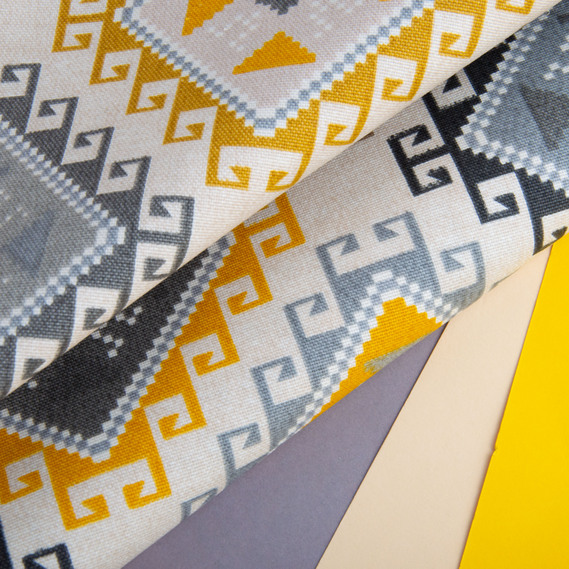 Тканина декоративна Орнамент бавовна з водовідштовхувальним просоченням для скатертин, штор, декору V-003 сіра, фото 5