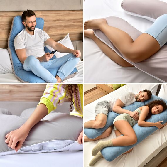 U-shaped pillow quilted for pregnant women and for rest 140х75х20 см беж, фото 4