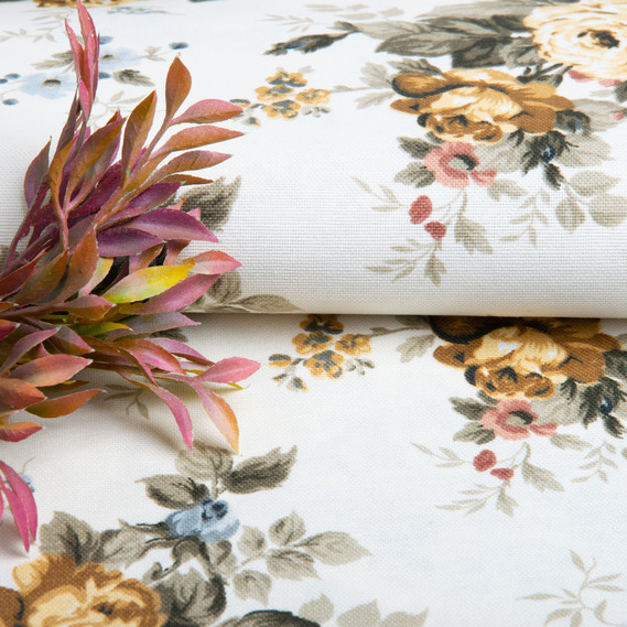 Ткань декоративная Фаина хлопок с водоотталкивающей пропиткой для скатертей, штор, декора V-5 денім/беж, фото 4