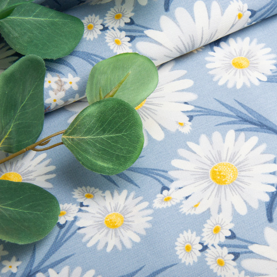 Decorative fabric Premier Chamomiles with water-repellent impregnation V-003 джинс, фото 4