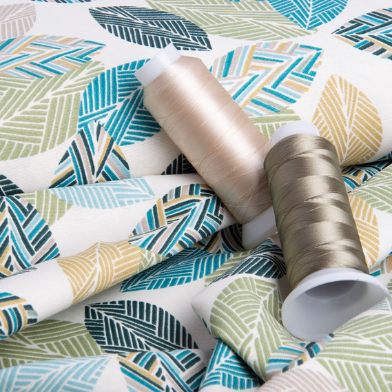 Ткань декоративная Листья хлопок с водоотталкивающей пропиткой, для скатертей, штор, декора  зелена, фото 4