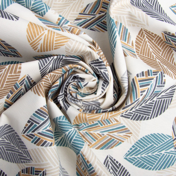 Тканина декоративна Листя бавовна з водовідштовхувальним просоченням, для скатертин, штор, декору беж, фото 1