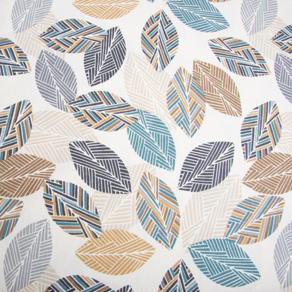 Тканина декоративна Листя бавовна з водовідштовхувальним просоченням, для скатертин, штор, декору беж, фото 3