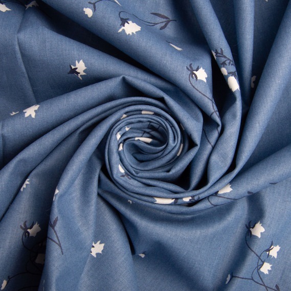 Тканина бязь ранфорс для постільної білизни, 130 гр/м2, 2,4 м 3.28569/16 Конвалія денім, фото 1