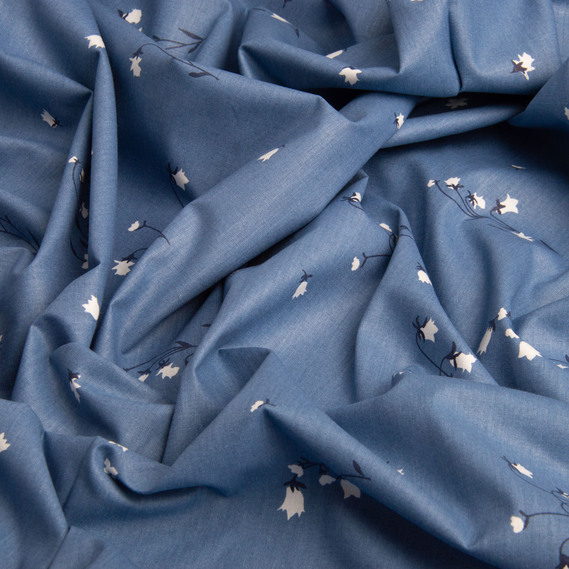 Тканина бязь ранфорс для постільної білизни, 130 гр/м2, 2,4 м 3.28569/16 Конвалія денім, фото 2