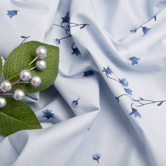 Тканина бязь ранфорс для постільної білизни, 130 гр/м2, 2,4 м 3.28569/61 Конвалія блакитна, фото 3