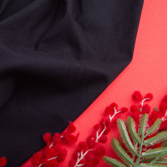 Plain cotton suit fabric, 150 cm wide, 245 g/m² V-1001 чорний, фото 3