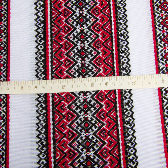 Ткань декоративная Анастасия с орнаментом красно-черная, этнический узор, фото 4