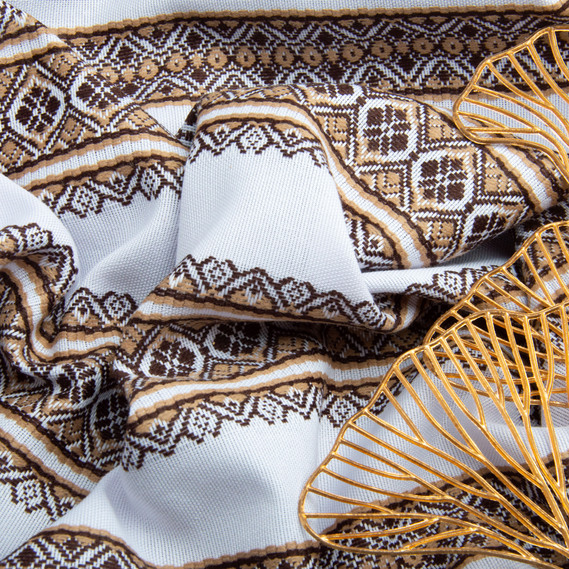 Тканина декоративна Анастасія з орнаментом бежева, етнічний візерунок, фото 4 Тканина декоративна Анастасія з орнаментом бежева, етнічний візерунок, фото 4