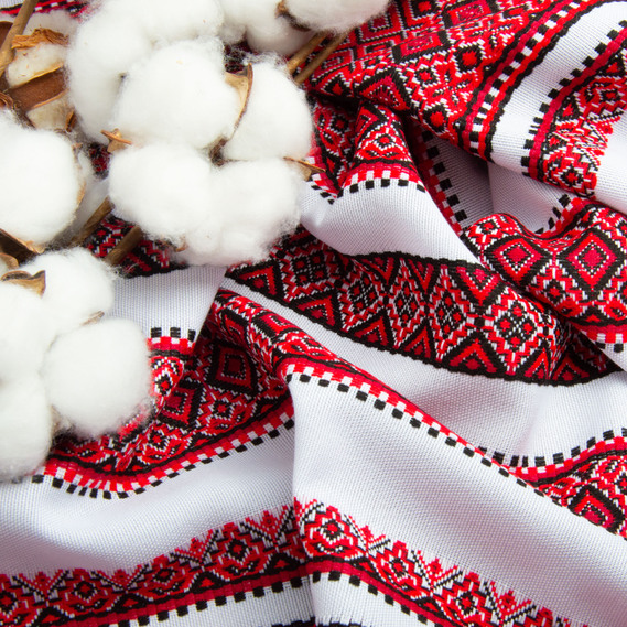 Тканина декоративна Анастасія з орнаментом червона етнічний візерунок, фото 4 Тканина декоративна Анастасія з орнаментом червона етнічний візерунок, фото 4