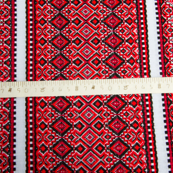 Тканина декоративна Анастасія з орнаментом червона етнічний візерунок, фото 5