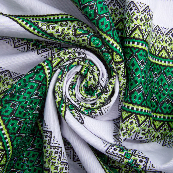 Decorative fabric Tiffany with green ornament, ethnic pattern, фото 1