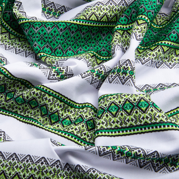 Decorative fabric Tiffany with green ornament, ethnic pattern, фото 2