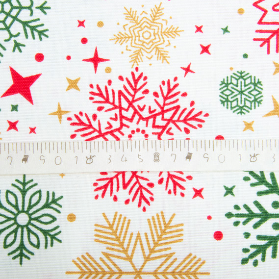 Ткань декоративная новогоднняя хлопок с водоотталкивающей пропиткой для скатертей, штор, декора V-01 молоко червона беж, фото 5 Ткань декоративная новогоднняя хлопок с водоотталкивающей пропиткой для скатертей, штор, декора V-01 молоко червона беж, фото 5