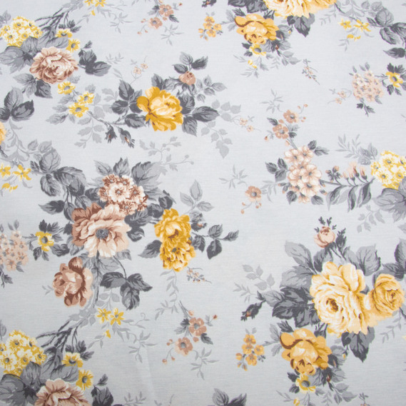 Тканина декоративна КВІТИ бавовна з водовідштовхувальним просоченням, для скатертин, штор, декору V-003 сіра, фото 3