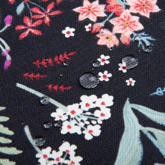 Тканина декоративна КВІТИ бавовна з водовідштовхувальним просоченням, для скатертин, штор, декору V-001 чорна, фото 2