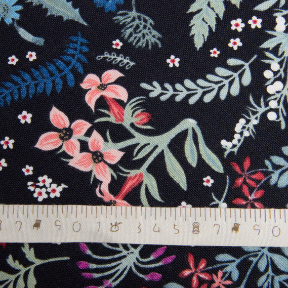 Тканина декоративна КВІТИ бавовна з водовідштовхувальним просоченням, для скатертин, штор, декору V-001 чорна, фото 5