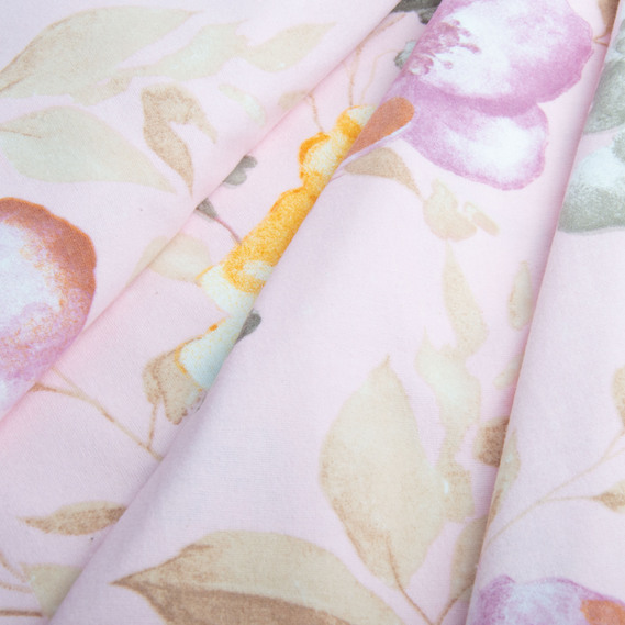 Flannel fabric, cotton, 240 cm, Pink flowers, фото 3