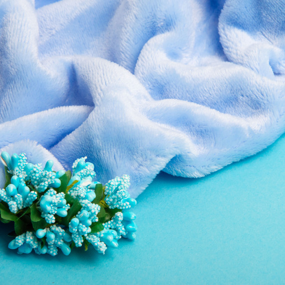 Ткань махровое полотно Велсофт пл.326, мягкая ткань для пледов, халатов, пижам, покрывал 1044 блакитний, фото 4