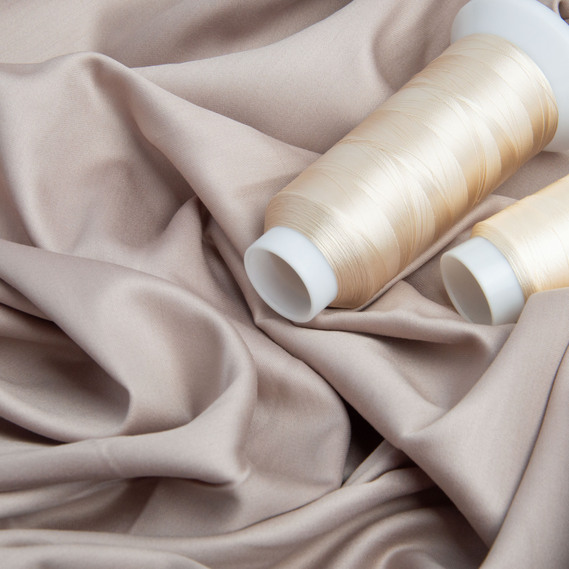 Тканина сатин для постільної білизни однотонна, щіл 130 гр/м2 210 ТС, бавовна, 240 см V-82 беж, фото 3