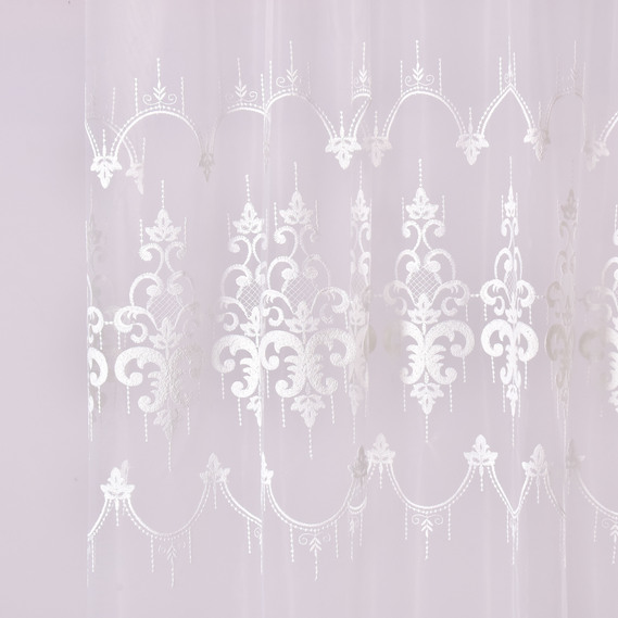 Ткань тюль сетка с вышивкой Лилия V-ekru, фото 2 Ткань тюль сетка с вышивкой Лилия V-ekru, фото 2