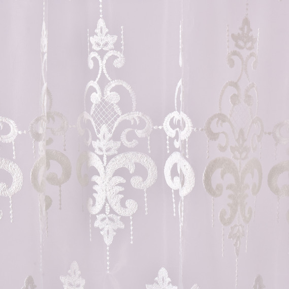 Ткань тюль сетка с вышивкой Лилия V-ekru, фото 3 Ткань тюль сетка с вышивкой Лилия V-ekru, фото 3