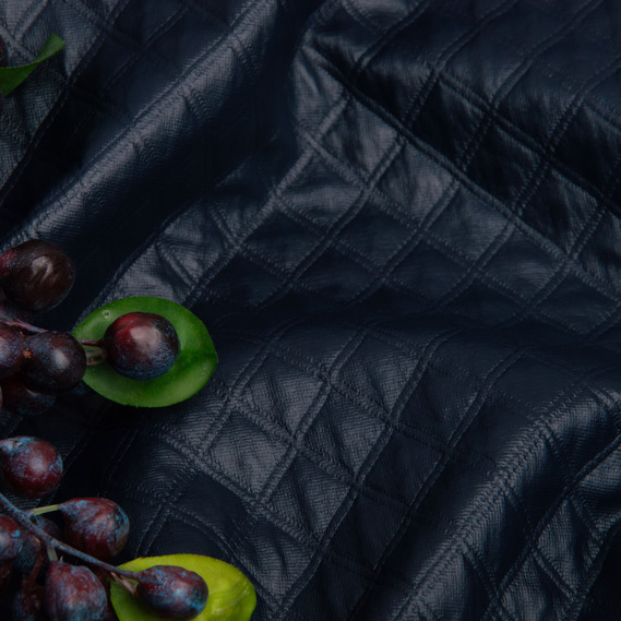 The fabric is knitted diamond pattern, 320 g/m², 150 cm т/синій, фото 3