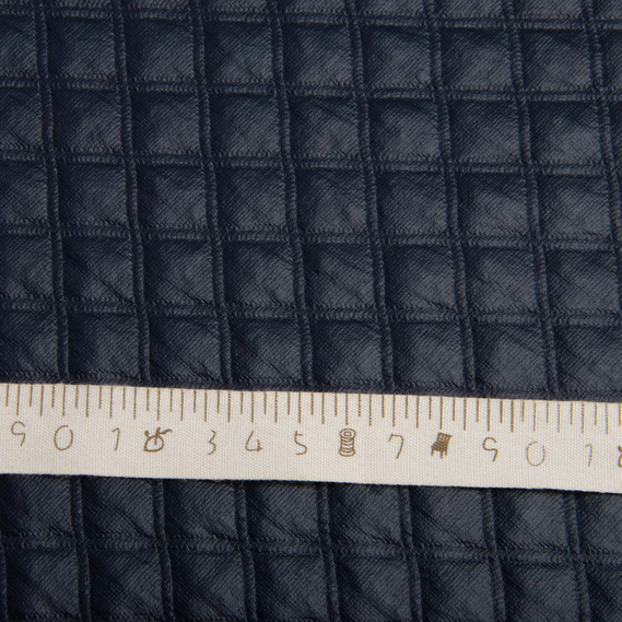 The fabric is knitted diamond pattern, 320 g/m², 150 cm т/синій, фото 4