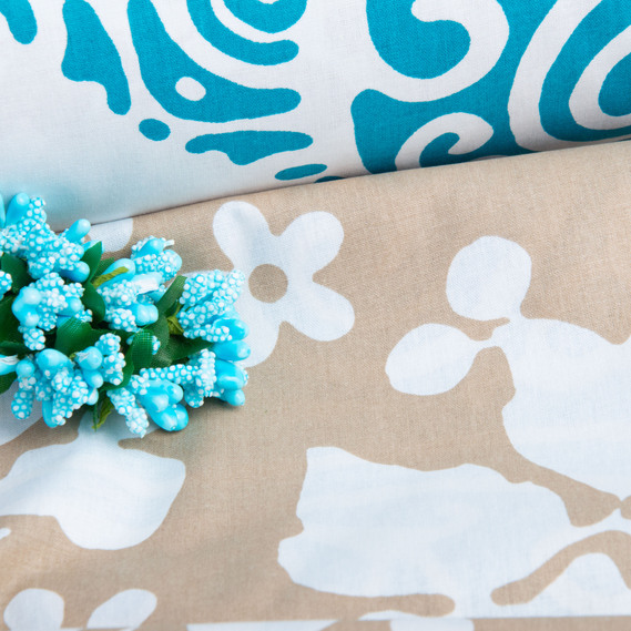 Тканина бязь ранфорс для постільної білизни, бавовна, 130 гр/м2, 240 см 12126 v-5 бірюза, фото 4