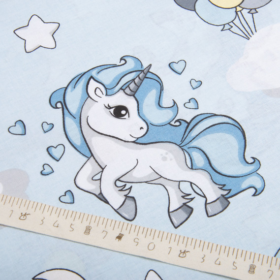 Тканина бязь ранфорс для постільної білизни, бавовна, 130 гр/м2, 240 см 8919 Єдиноріг блак., фото 5