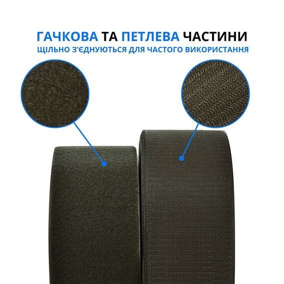 Лента липучка пришивная 10 см IDEIA, усиленная, прочная велкро-лента для одежды, сумок, обуви, крючок и мягкая часть, м/п хакі, фото 2