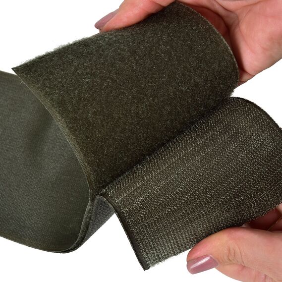 Лента липучка пришивная 10 см IDEIA, усиленная, прочная велкро-лента для одежды, сумок, обуви, крючок и мягкая часть, м/п хакі, фото 3