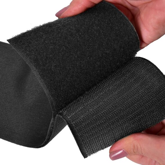 Sew-On Black Hook and Loop Tape, 10 cm Roll by IDEIA | Reinforced, Durable Velcro Tape for Sewing Clothes, Bags, Shoes | Hook and Soft Side (25m Roll) чорна, фото 3