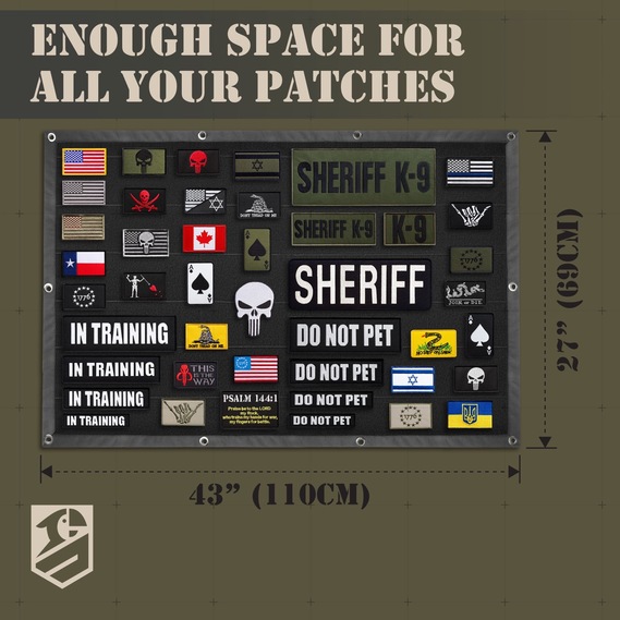 Патч Борд тактичний 69х110 см для шевронів нашивок та нагород складна панель-стенд з липучкою для колекціонерів та військових, фото 3