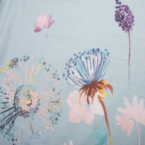 Cotton flannel fabric, 240 cm wide, 160 g/m², blue floral pattern, фото 4