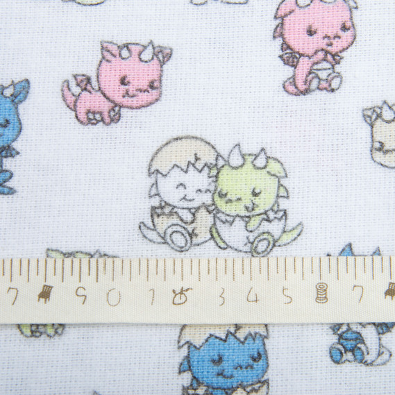 Тканина фланель бавовна, 150 см, 160 гр/м2, Дракошки блакитний салат, фото 5