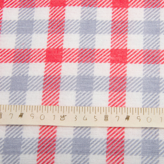 Ткань фланель рубашечная, 150 см, 160 гр/м2, серо-красная, фото 4