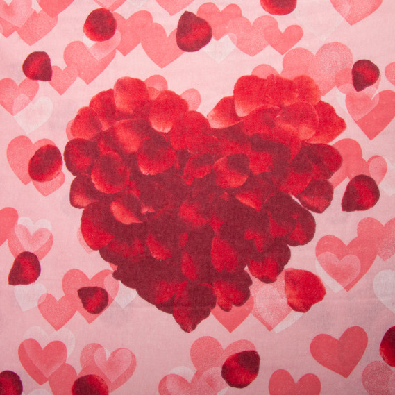 Cotton flannel fabric, 240 cm wide, 160 g/m², red heart pattern, фото 3