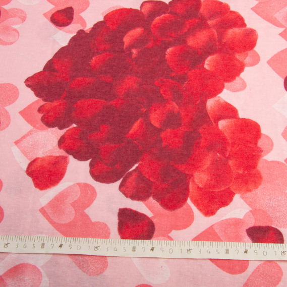 Cotton flannel fabric, 240 cm wide, 160 g/m², red heart pattern, фото 5